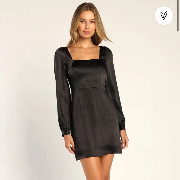 Lulus Dresses & Skirts - Lulus Got The Love Black Satin Square Neck Mini Dress